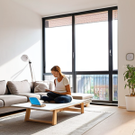 **

Prompt: "A bright, modern German apartment interior. Focus on a sleek, minimalist air purifier with glowing digital display showing air quality metrics (PM2.5, CO2). A young, healthy-looking family (parents and a child) are relaxing comfortably - the child is playing, the parents are reading. Large windows let in natural light. Soft, diffused lighting. Emphasize the feeling of well-being and clean air. The air purifier should be a central element, but not overly dominant. Style: Modern, clean, slightly futuristic, photo-realistic."

**