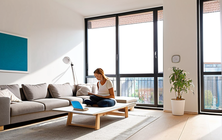 **
Prompt: "A bright, modern German apartment interior. Focus on a sleek, minimalist air purifier with glowing digital display showing air quality metrics (PM2.5, CO2). A young, healthy-looking family (parents and a child) are relaxing comfortably - the child is playing, the parents are reading. Large windows let in natural light. Soft, diffused lighting. Emphasize the feeling of well-being and clean air. The air purifier should be a central element, but not overly dominant. Style: Modern, clean, slightly futuristic, photo-realistic."
**