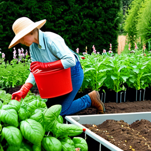 식물 비료 사용법 - Garden Scene with Healthy Plants**

"A vibrant, flourishing vegetable garden in Germany during summe...
