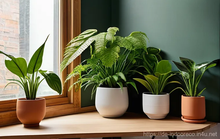 실내 생태계 유지 관리법 - **Urban Jungle Oasis at Home**
    A serene and thriving indoor "urban jungle" scene, capturing a va...
