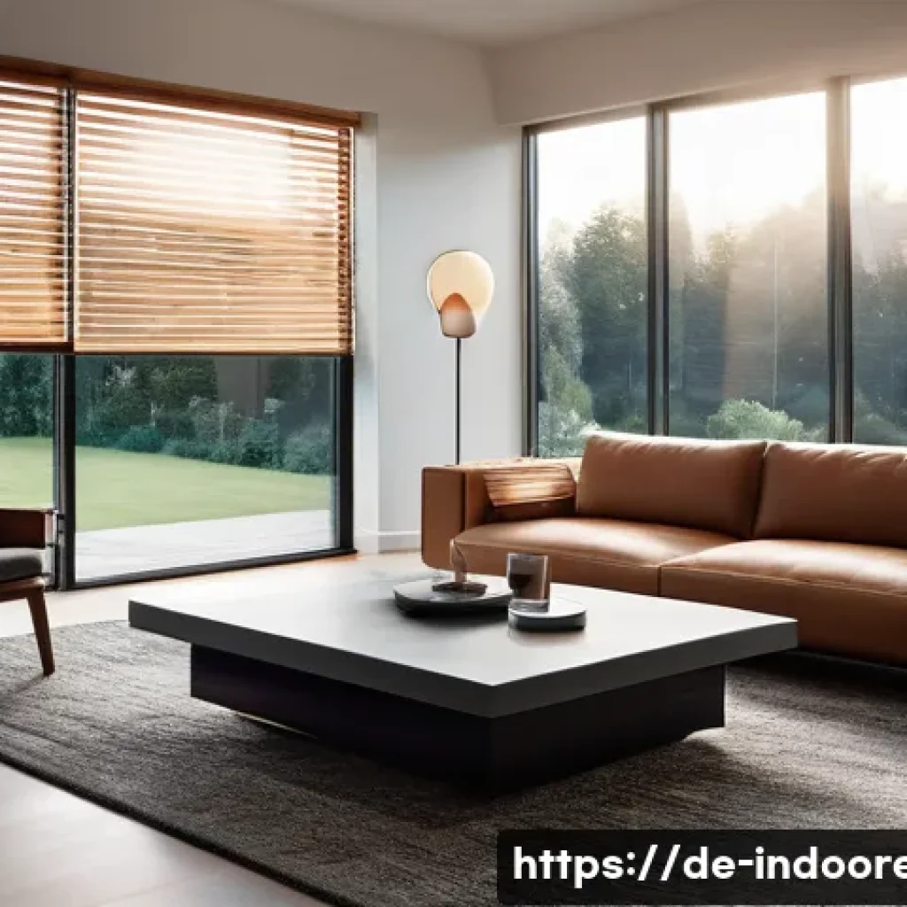 스마트 홈과 실내 생태계 - **Prompt:** A cozy and modern living room at dusk, bathed in warm, soft smart LED lighting that high...