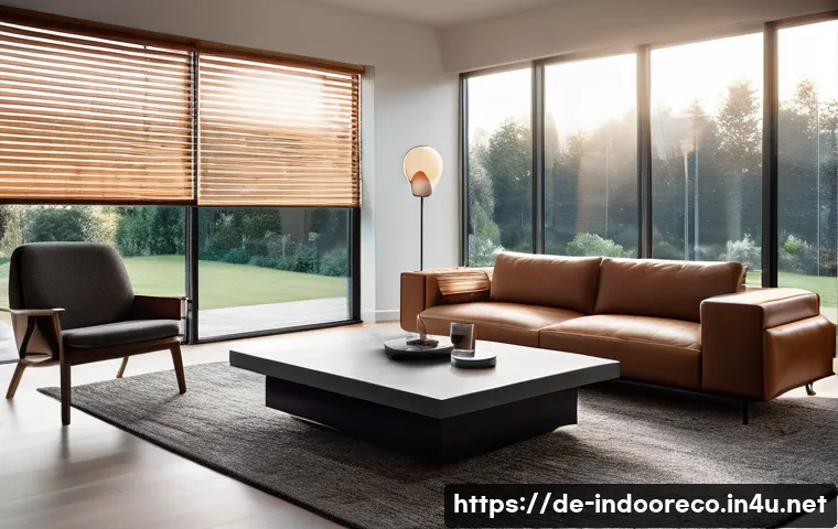 스마트 홈과 실내 생태계 - **Prompt:** A cozy and modern living room at dusk, bathed in warm, soft smart LED lighting that high...